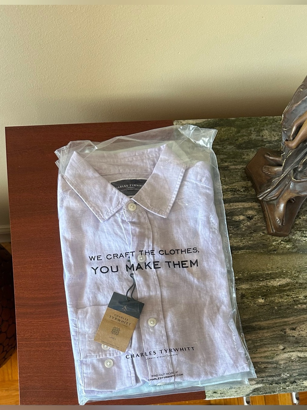NWT CHARLES TYRWHITT German Street London Long sleeve Linen Shirt Slim fit Small